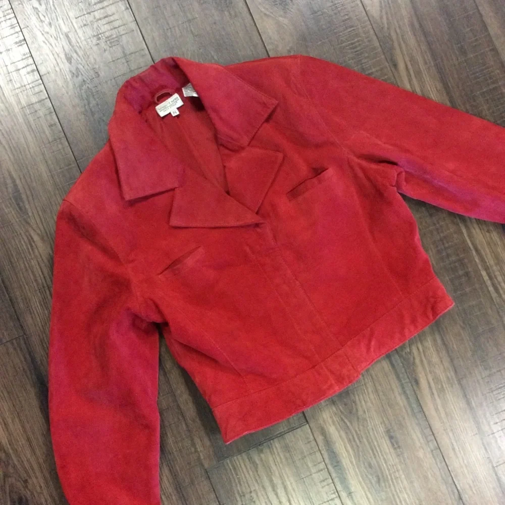 Vintage Cropped Red Newport News Leather Jacket